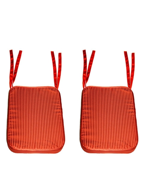 

Lushomes Set of 2 Red & Orange Stripped Foam Dinning Chair Pad Cushion