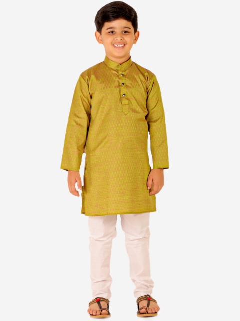 

Pro-Ethic STYLE DEVELOPER Boys Green Pure Cotton Kurta with Pyjama Set