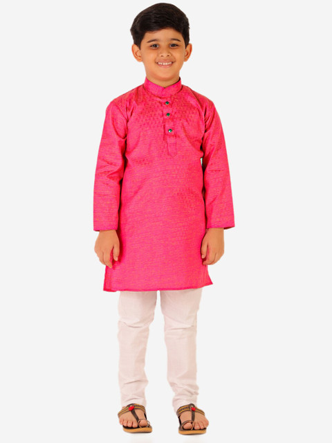 

Pro-Ethic STYLE DEVELOPER Boys Pink Pure Cotton Kurta with Pyjamas