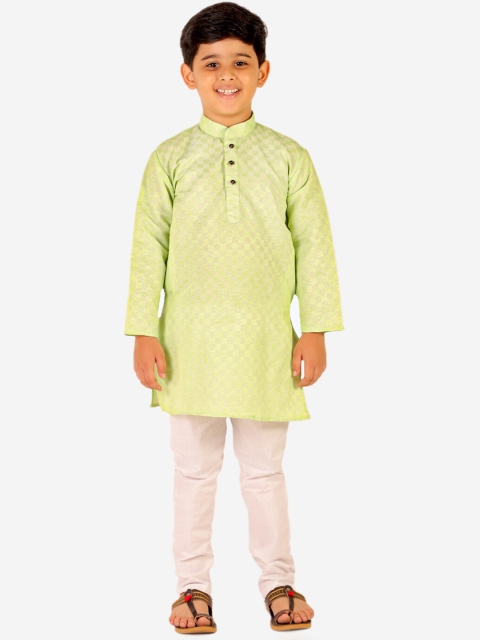 

Pro-Ethic STYLE DEVELOPER Boys Green Pure Cotton Kurta with Pyjama