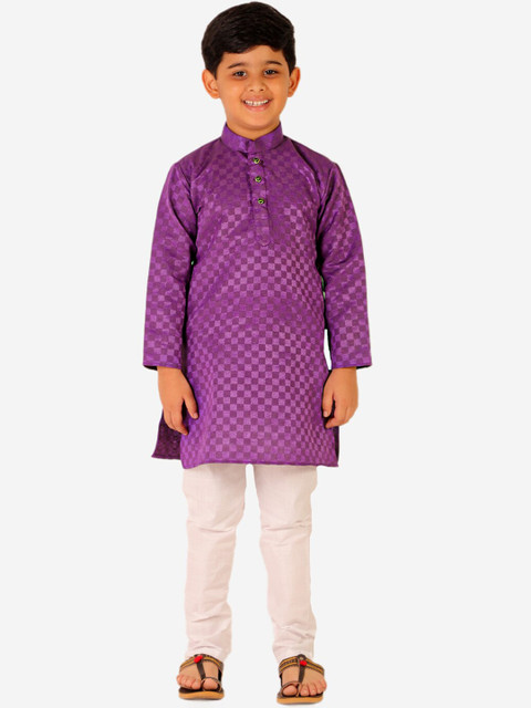 

Pro-Ethic STYLE DEVELOPER Boys Purple Pure Cotton Kurta with Pyjama Set
