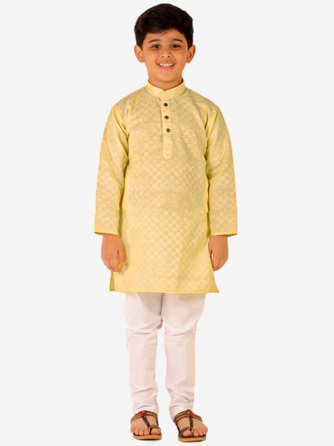 

Pro-Ethic STYLE DEVELOPER Boys Lime Green Pure Cotton Kurta with Pyjama