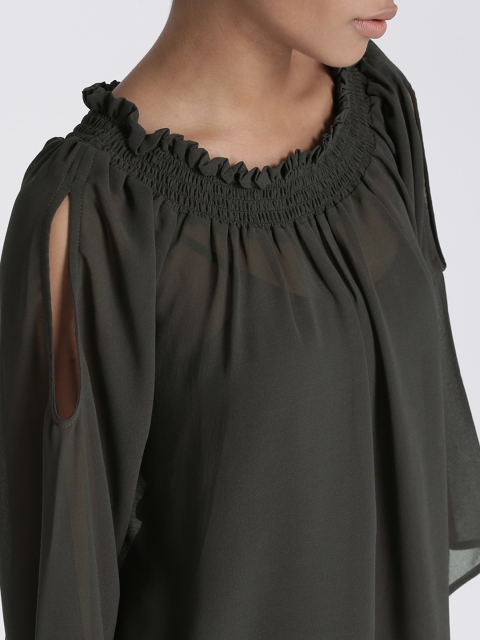 

Chemistry Women Charcoal Grey Solid Top with Camisole