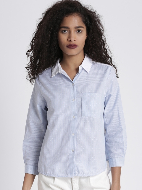 

Chemistry Women Blue & White Striped Shirt