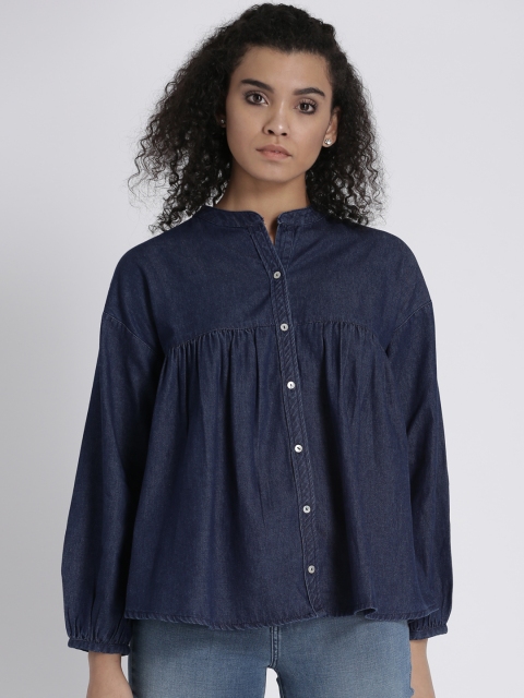 

Chemistry Women Blue Solid Shirt Style Top