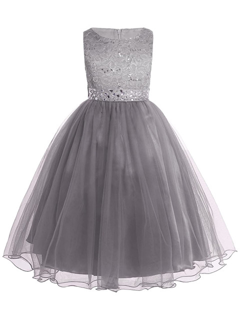 

Samsara Couture Girls Grey Net Maxi Dress