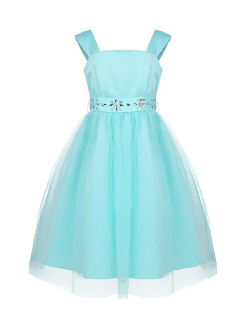 

Samsara Couture Girls Sea Green Net Midi Dress