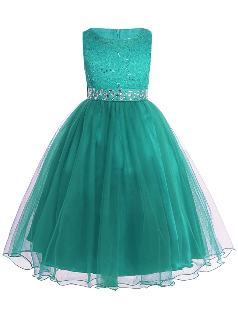 

Samsara Couture Green Net Maxi Dress