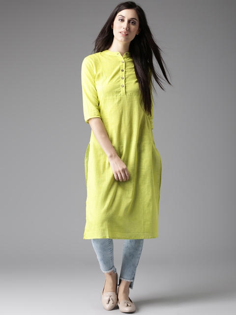 

Moda Rapido Women Lime Green Solid Straight Kurta