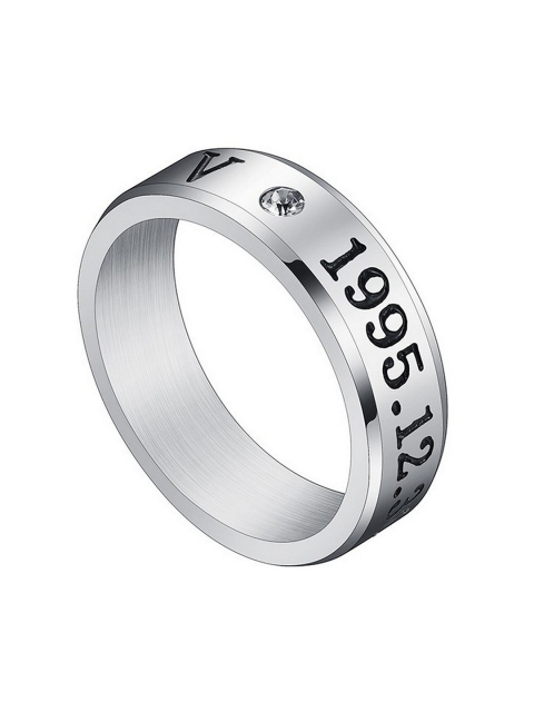 

UNIVERSITY TRENDZ Men Silver-Plated K-POP V Signature Stainless Steel Ring