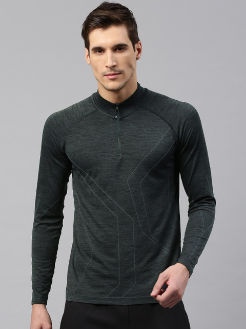

HRX by Hrithik Roshan Men Charcoal Grey Self Design Seamless T-shirt