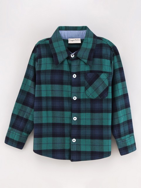 

CrayonFlakes Boys Comfort Tartan Checked Casual Shirt, Green