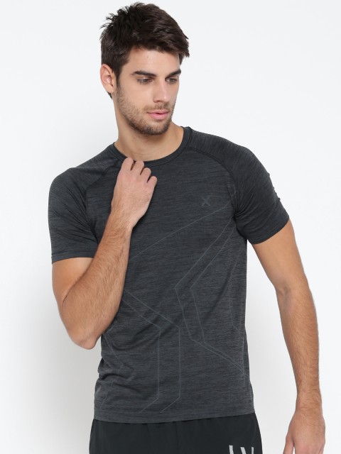 

HRX by Hrithik Roshan Men Charcoal Grey Printed Round Neck Seamless T-shirt