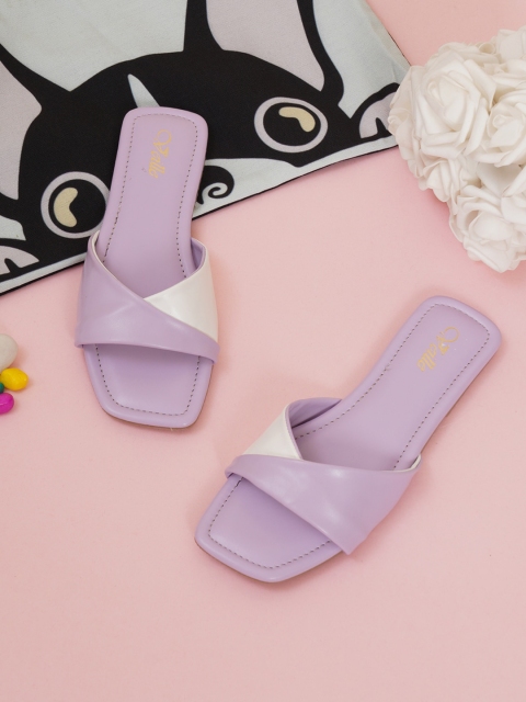 

VEILLE Women Purple Colourblocked Open Toe Flats
