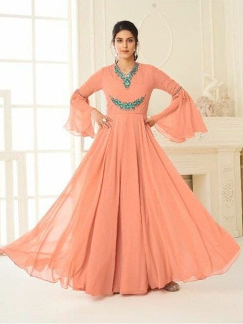 

APNISHA Orange Georgette Maxi Dress