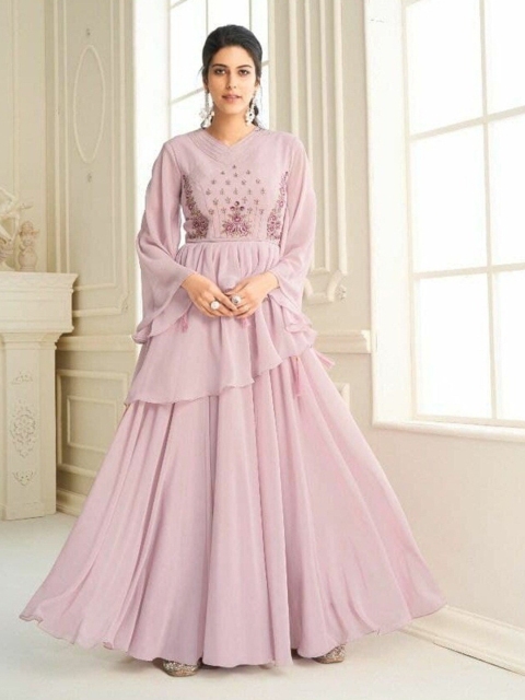 

APNISHA Pink Georgette Maxi Dress
