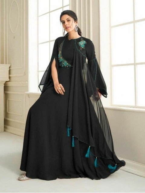 

APNISHA Black Georgette Maxi Dress