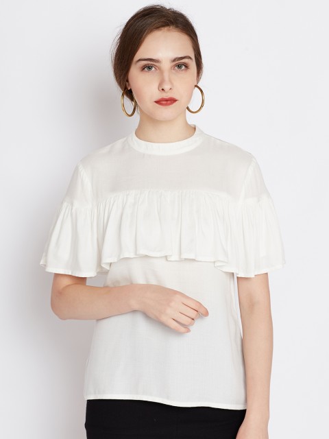 

United Colors of Benetton Women Off-White Solid Top