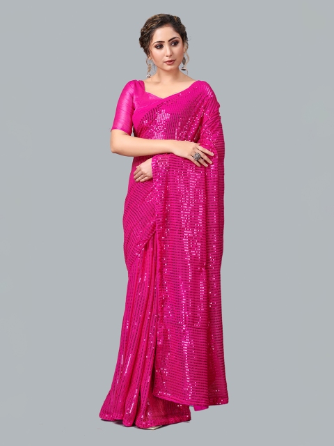 

Fashion FRICKS Pink Embellished Sequined Saree