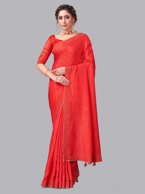 

Fashion FRICKS Red Embellished Gotta Patti Detail Saree