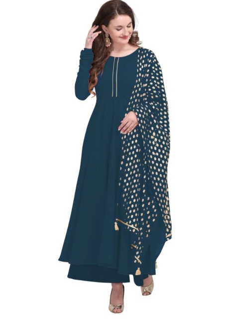 

APNISHA Women Teal Solid Maxi Dress