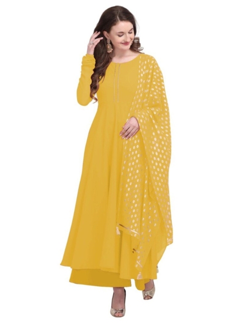 

APNISHA Women Yellow Solid Maxi Dress