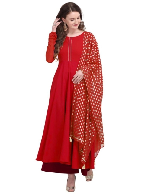 

APNISHA Women Red Solid Maxi Dress