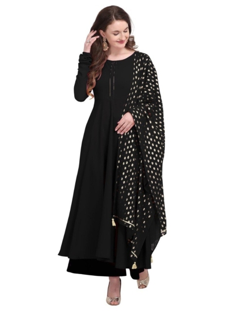 

APNISHA Women Black Solid Maxi Dress