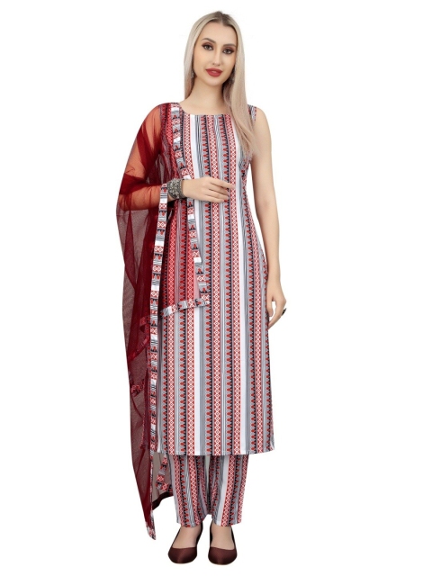 

APNISHA Women Red Geometric Printed Kurta