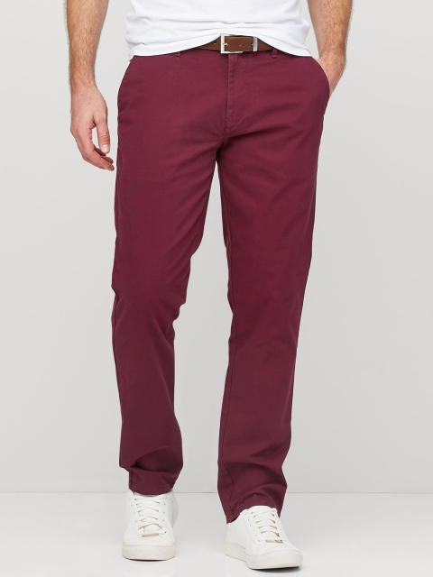

next Men Maroon Solid Chinos