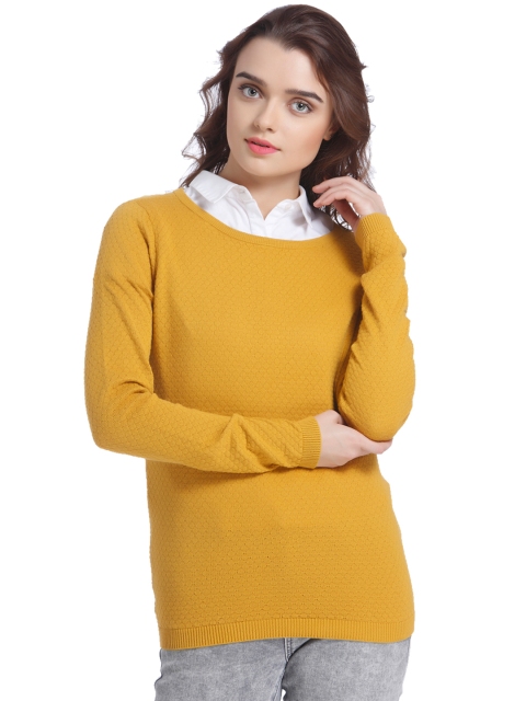 

Vero Moda Women Mustard Yellow Self-Design Sweater