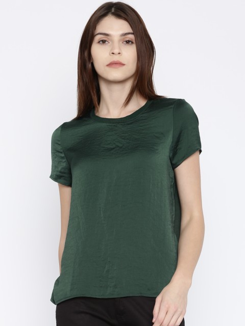 

Vero Moda Women Green Solid Round Neck T-shirt