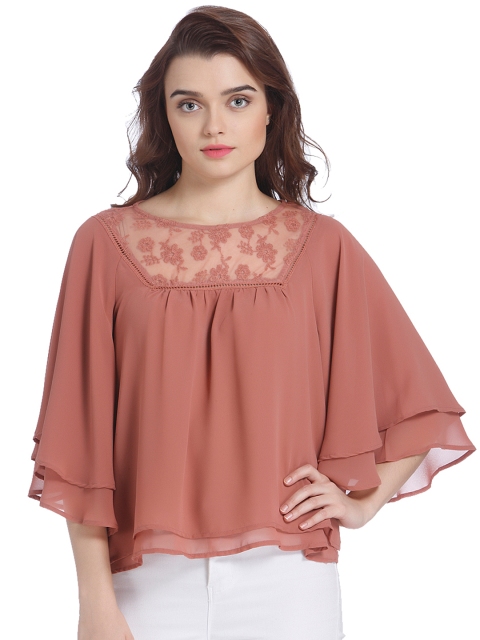 

Vero Moda Women Rust Orange Solid A-Line Top