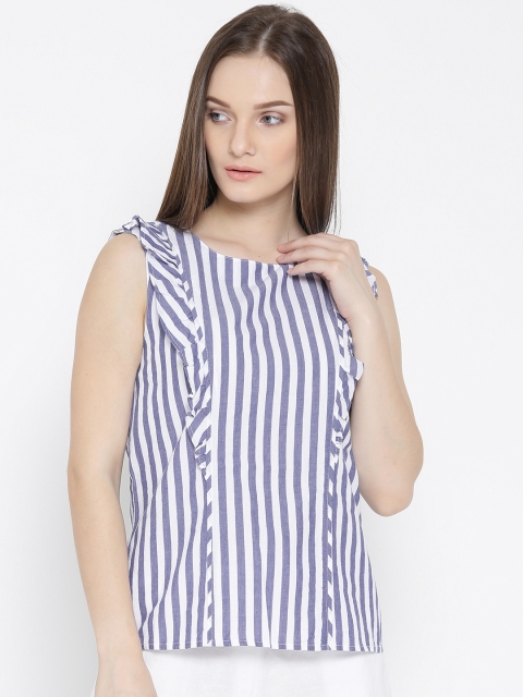 

Vero Moda Women Blue & White Striped Top