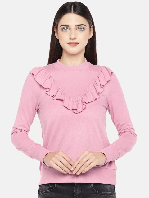 

Vero Moda Women Pink Solid Sweatshirt