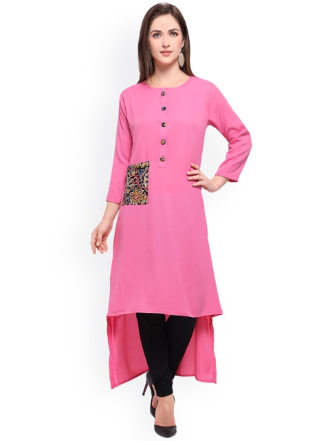

Vaamsi Women Pink Solid Straight Kurta
