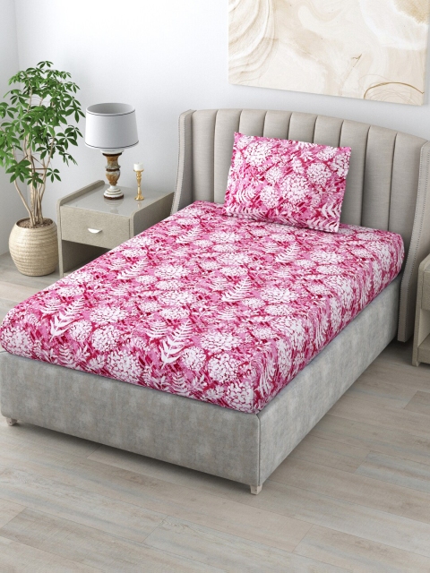 

BOMBAY DYEING Purple & White Floral 120 TC Single Bedsheet with 1 Pillow Cover