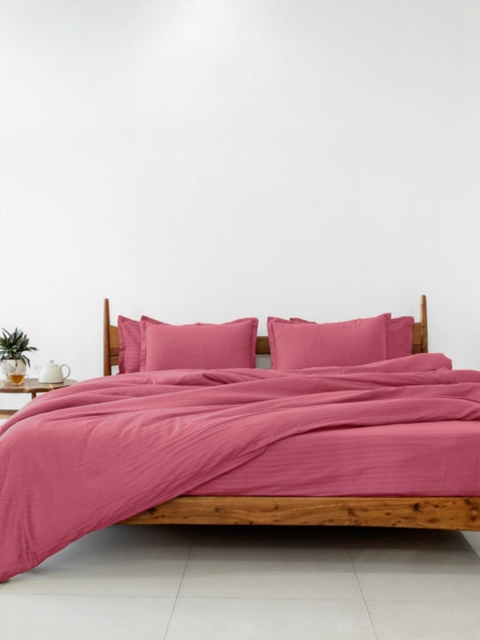 

Sleeping Owls- because your sleep matters Pink Solid Pure Cotton Double Queen Bedding Set