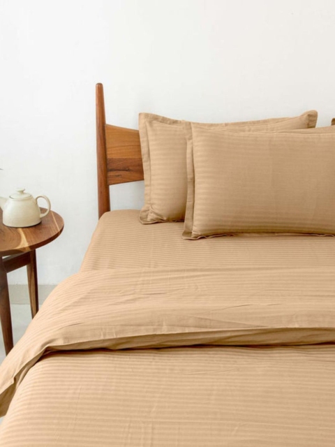 

Sleeping Owls- because your sleep matters Beige Solid Pure Cotton Double Queen Bedding Set