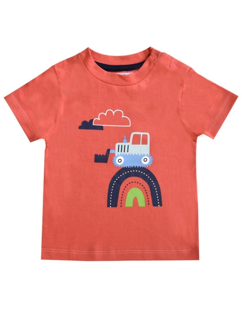 

milou Boys Rust Red Printed Pure Cotton T-shirt