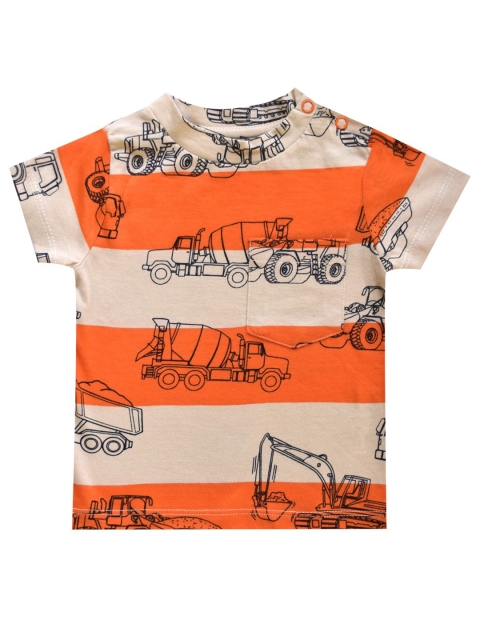 

milou Boys Orange & Beige Striped T-shirt