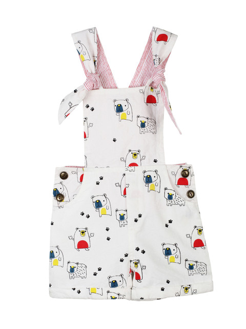 

My Little Lambs Unisex White Printed Dungarees