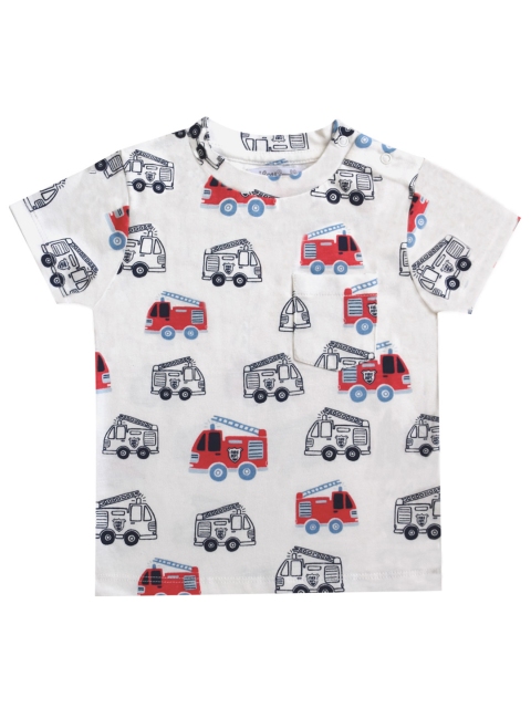 

milou Boys White & Red Printed Cotton T-shirt