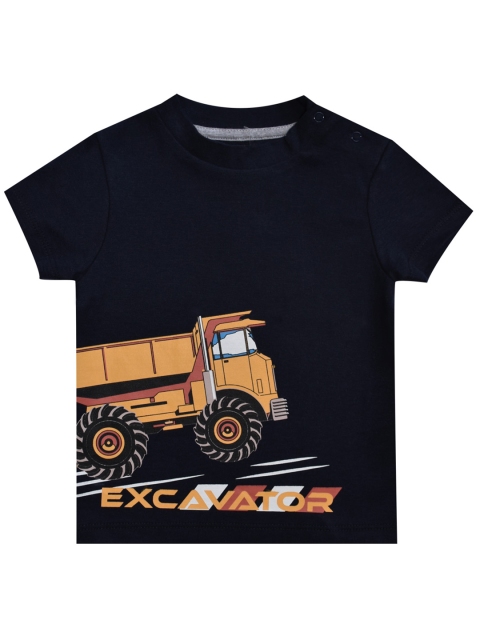

milou Boys Navy Blue Printed Cotton T-shirt
