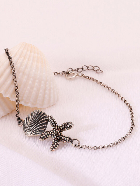 

GIVA 92.5 Sterling Silver Oxidised Shell Design Anklet