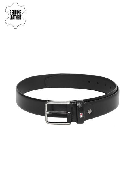 

Tommy Hilfiger Men Black Textured Leather Belt