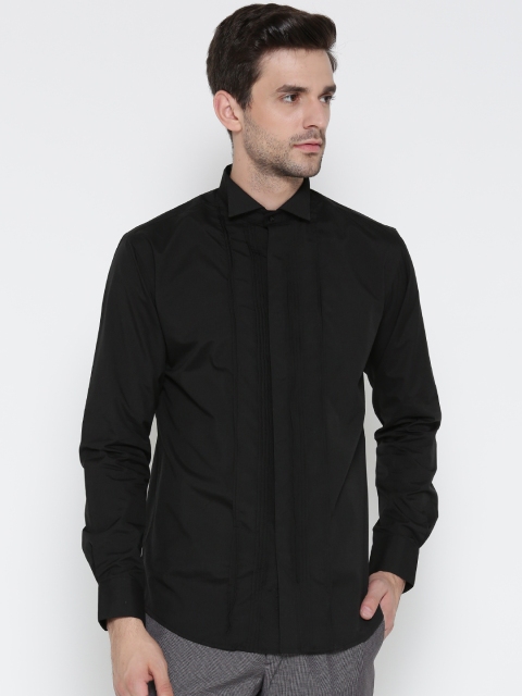 

Park Avenue Men Black Slim Fit Solid Party Shirt