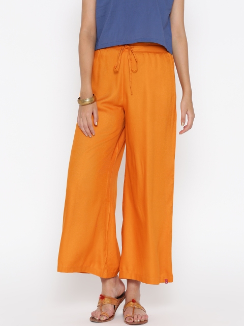 

Biba Women Orange Solid Wide Leg Palazzos