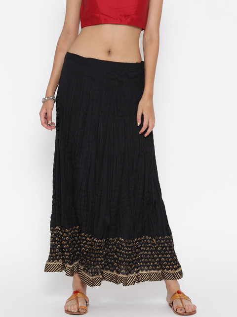 

Biba Black Flared Maxi Pure Cotton Skirt