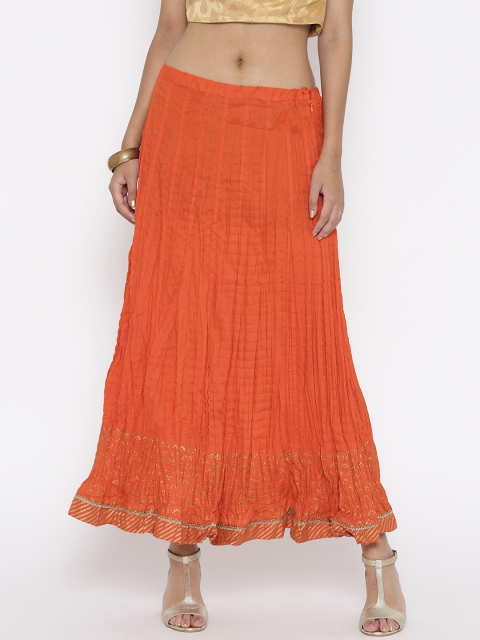 

Biba Orange Flared Maxi Pure Cotton Skirt